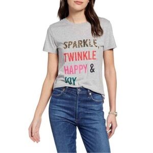 New! 1901 short sleeve t-shirt, cotton, gray, sparkle twinkle happy joy, small